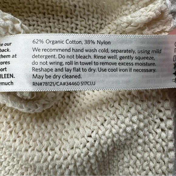Eileen Fisher Ivory Organic Cotton and Nylon Ribbon Yarn Sweater Top. Large - Picture 11 of 11
